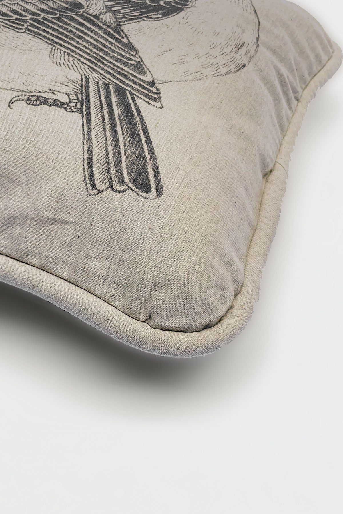 Details of Beautiful Lovebird Cushion by Hello Big Hug. Illustration by Tattoo Artist Suflanda