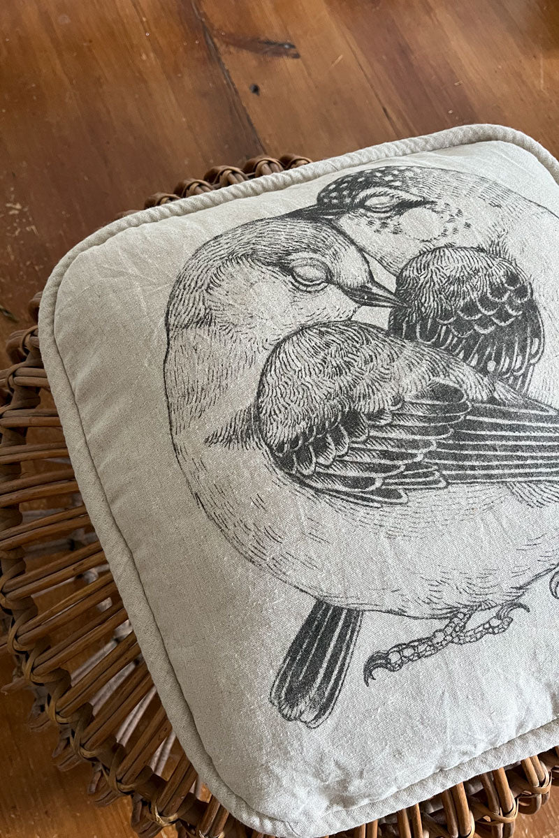 Beautiful Lovebird Cushion by Hello Big Hug. Illustration by Tattoo Artist Suflanda