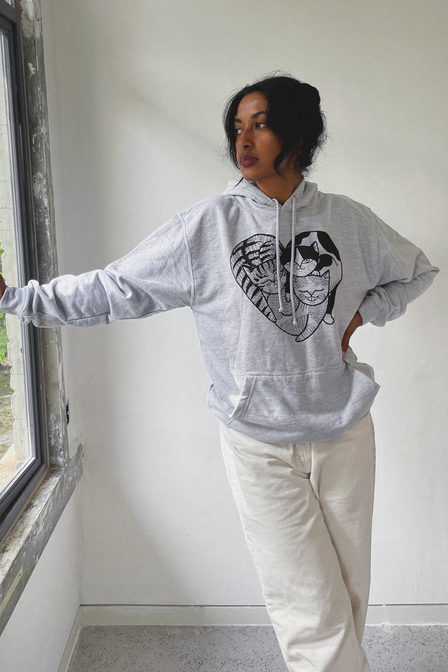 Katzenherz-Hoodie - Erwachsene