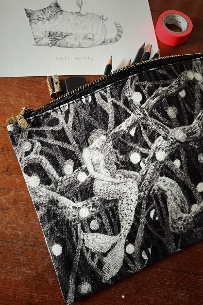 Details of Mermaid Pouch of Hello Big Hug. Features the Illustration "after the storm" by Tattoo Artist Suflanda